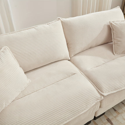 Sofa Designed for Two, Featuring Deep Seating And Corduroy Double-Layer Cushions