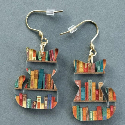 Classic Water Drop Stitching Bookshelf Acrylic Teacher Earrings