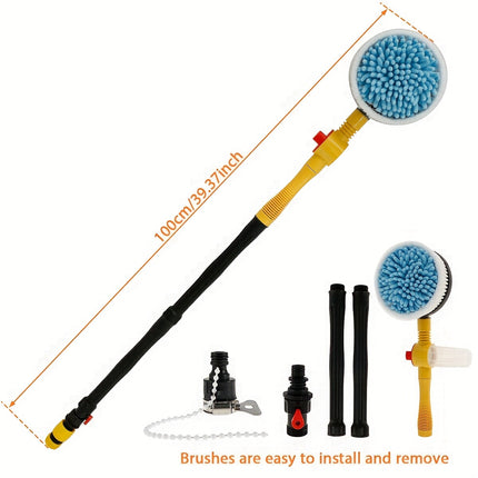 360° Spin Head Long Handle Auto Rotating Car Wash Brush Kit - Multifunctional