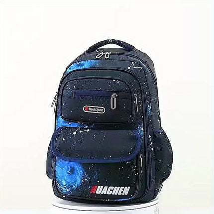 Print Starry Sky Backpack for Boys, Suitable for Elementary School Students, Featuring Large Capacity,