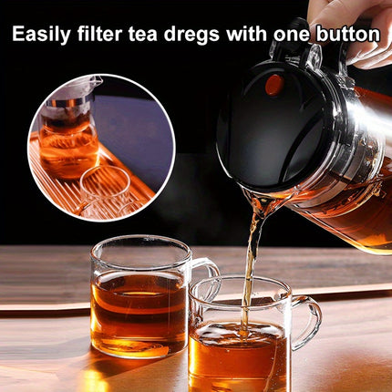 1pc High Borosilicate Glass Teapot with Infuser - Heat-Resistant (500°F), Detachable & Washable,