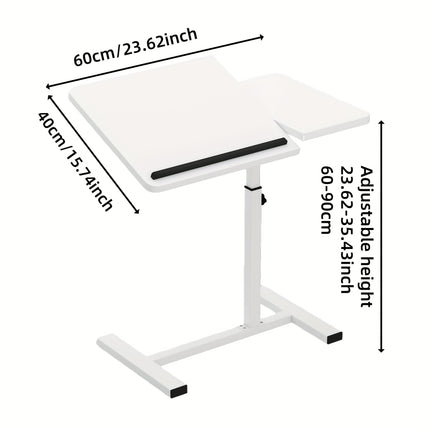 Mobile Bedside Table with Hidden Wheels; Adjustable Height Flip-Style Bedside Table