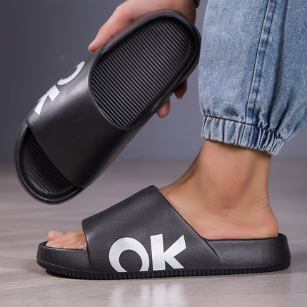 2 pcs Unisex Solid Color Open Toe Breathable Slippers, Comfortable Casual Durable Slippers