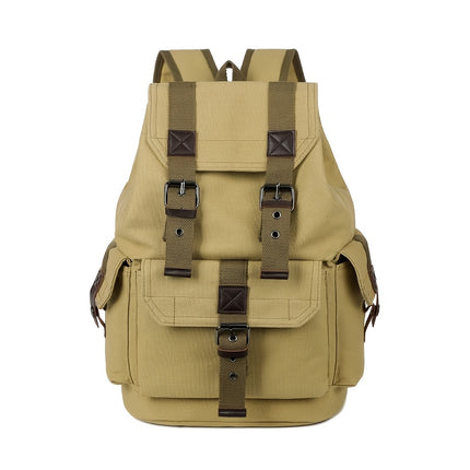Canvas Backpack - Vintage Casual Travel Bag with Large Capacity, Adjustable Straps & Drawstring Detail