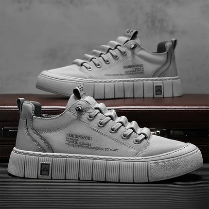 Men'S & Women'S Low-Top Sneakers - Solid Color White Faux Cover Upper, Durable Rubber Sole,