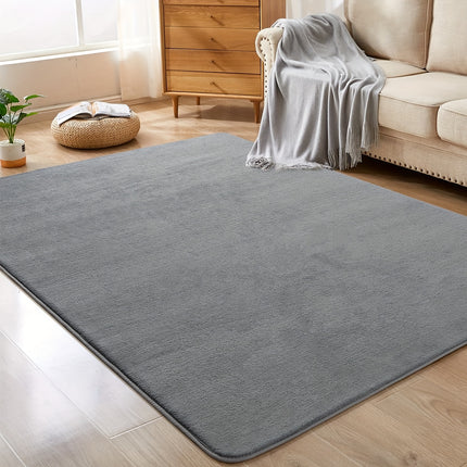 Gray Large Living Room Mat 1pc Coral Velvet Short Pile Soft Minimalist Bedroom Mat Kitchen Mat
