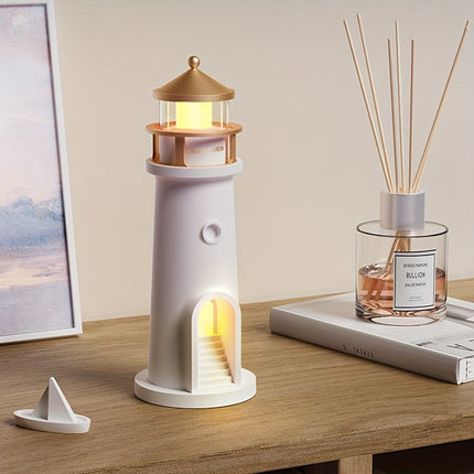 1pc LED Night Light Lighthouse with Remote Control Rechargeable Battery-Powered Tabletop Lamp