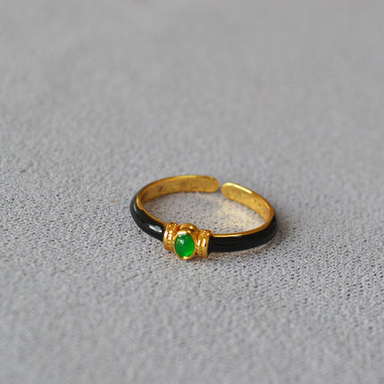 Retro Style Black Gold Enamel Ring