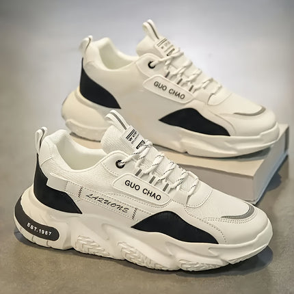 1 Pair MAINALUN Men's Low-Top Sneakers - All-Season White Outdoor & Casual Shoes