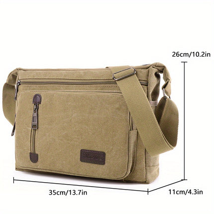 Large Capacity Multi-Pocket Crossbody Shoulder Bag with Adjustable Strap - Heavy-Duty Casual Outdoor