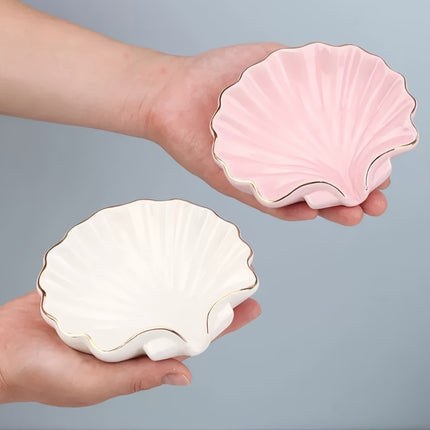 1pc Ceramic Shell Soap Dish for Bathroom Sink, Perfect for Christmas And Holiday Gifts.