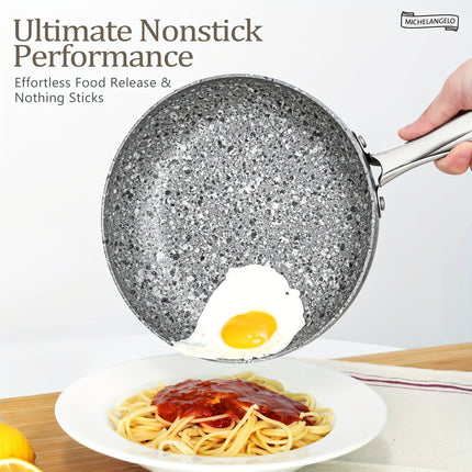 Stone Cookware Set 10 Piece, Ultra Nonstick Pots and Pans Set with Stone-Derived Coating for Kitchen, Granite - 10 Piece