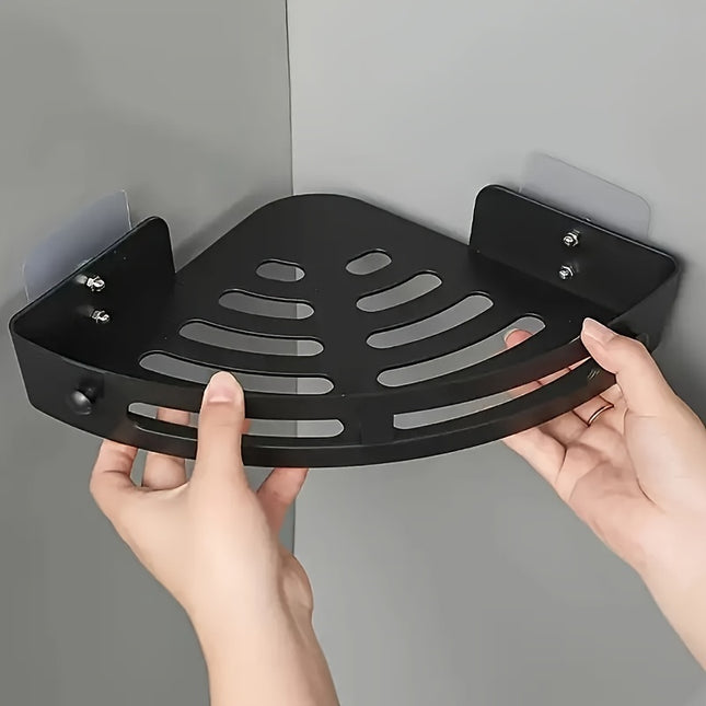 2pcs Corner Shower Caddy - No-Drill Adhesive Bathroom Storage Rack, Wall-Mounted Organizer for Shampoo & Essentials