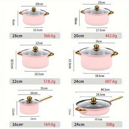 12pcs Stainless Steel Cookware Set, Pots And Pans Set Non Stick, Kitchen Pink Cookware Sets,