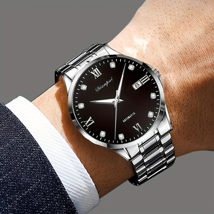 Slim Stainless Steel with Luminous Dial and Calendar, Ideal Gift for Men, Without Battery,