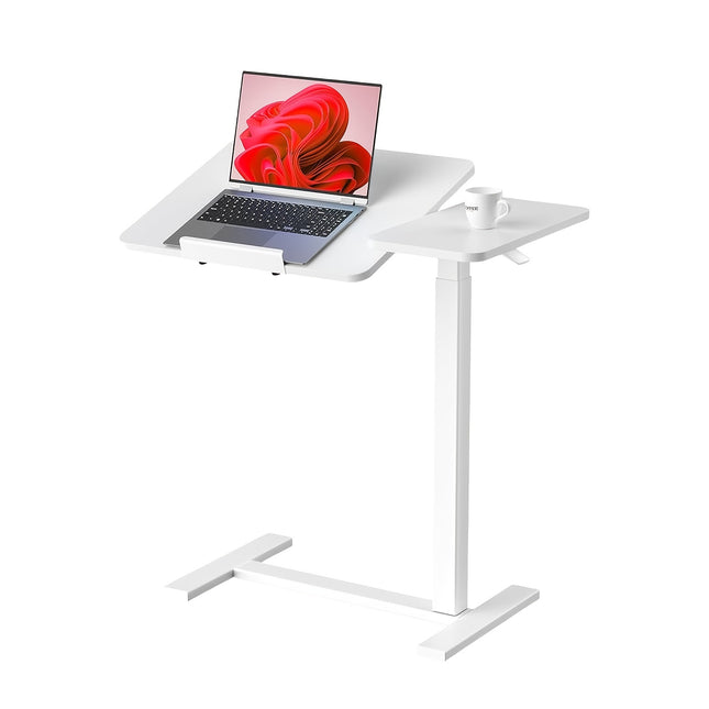 Overbed Table With Wheels - Mobile Rolling Laptop Desk & Tilting Surface For Bed, Sofa,