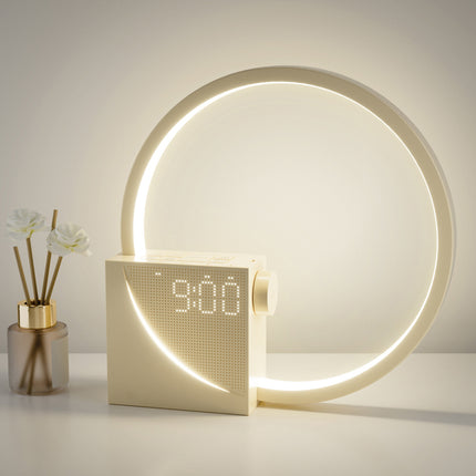 Colorful Atmosphere Moon Light Clock Wake Up Light Breathing Light Three Level Dimming Clock Dual Alarm Clock Timing White Noise