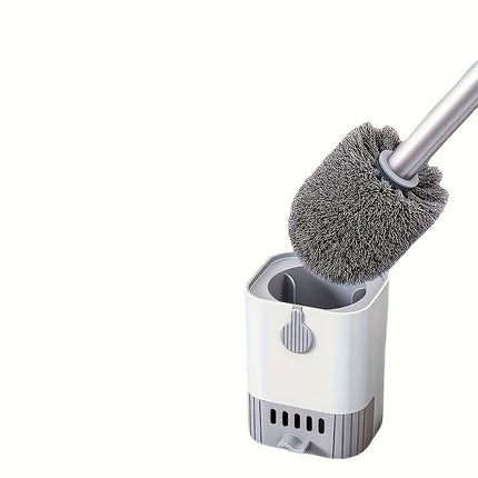 Wall-Mounted Toilet Brush Set with Long Handle - Flexible, No-Dead-Corner Design