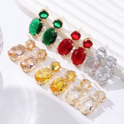 Ins Drop-shaped Rhinestones Earrings Creative Personality Alloy Oval Earrings