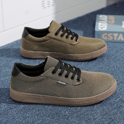 Men'S Classic Low-Top Canvas Sneakers - Retro Casual Shoes with Lace-Up Closure, Breathable Fabric Lining