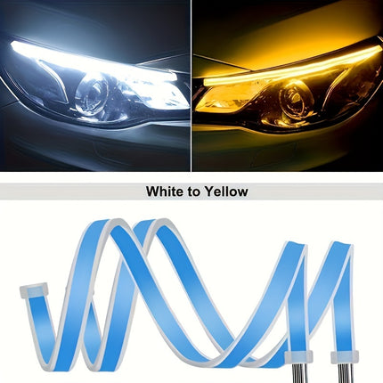 2pcs 60.96 cm LED decorative light strip with flowing light, universal car lights, fashionable start scanning,