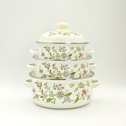 3pcs Enamel Palm Pots - Versatile Cooking, Stewing, Noodle, Salad, and Portable Outdoor Cooker