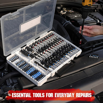 80pcs Premium Magnetic Impact Nut Driver Set Metric & SAE with Socket Adapters, Bit Holder,