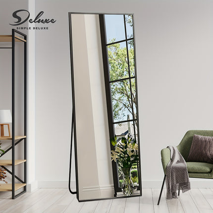 Full Body Mirror, Large Mirror, Bedroom Mirror With Black Aluminium Frame, Black, 65"x22"