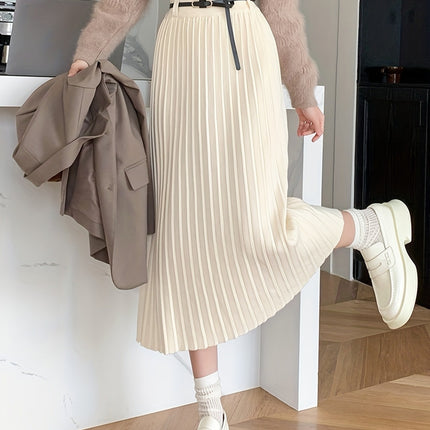 Ladies' Autumn/Winter New Arrival, Elegant High-Waisted A-Line Pleated Skirt