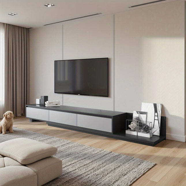 Modern Expandable TV Stand Suitable for 80-Inch TVs, Adjustable Length 79-130 Inch Wide Beam