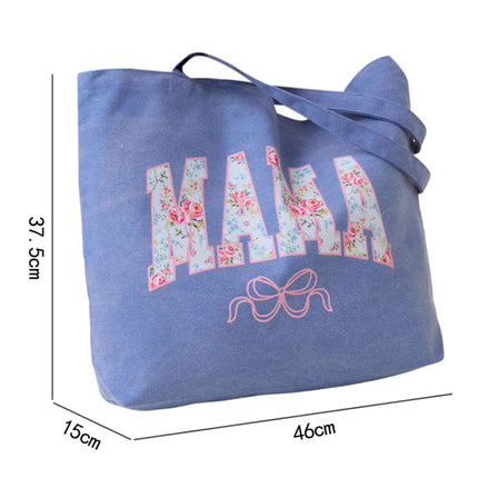Blue Vintage MAMA Graphic Tote Bag