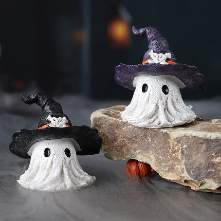 Resin Decoration Halloween Wizard Hat Ghost Ornaments