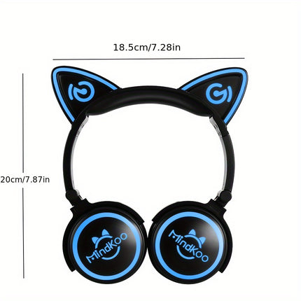 Cat Wireless 5.0 Wireless Headphones with Cat Ear & 7-Color LED Light, Cancelling,