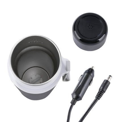 12 V Portable Electric Kettle - 14.2 oz Hot Water Insulated Car Cup, Magnetic Induction Stirring, Compact Travel Design,