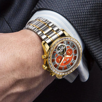 Men'S Automatic Watch, Roman Graduated Multifunction Multi-Dial Men'S Mechanical Watch With Year