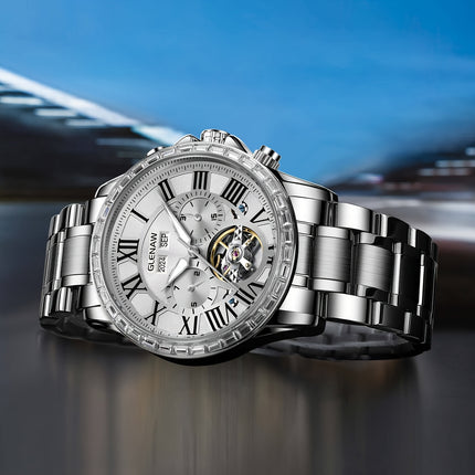 Men'S Automatic Watch, Roman Graduated Multifunction Multi-Dial Men'S Mechanical Watch With Year