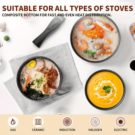 Induction Saucepan Set 7pcs, Nonstick Pots Set with Removable Handles, for All Hobs, Stackable Design,