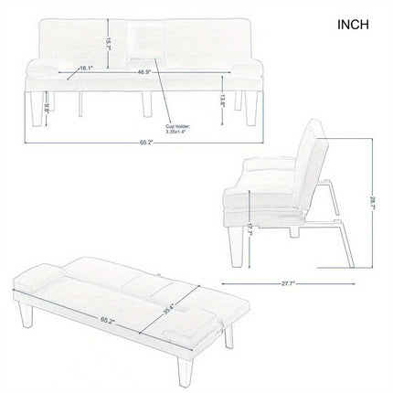 Sofa Bed That Can Be Folded, Featuring an Adjustable Lounge Chair with Removable Armrests