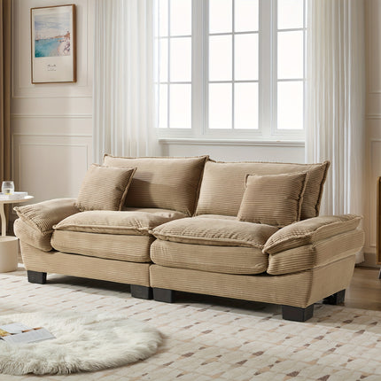 Sofa Designed for Two, Featuring Deep Seating And Corduroy Double-Layer Cushions