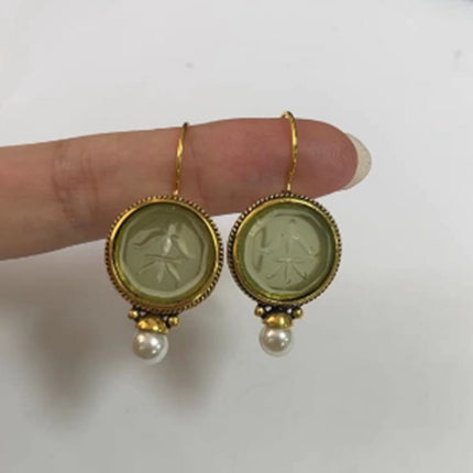 Inlaid Pearl Vintage Style Earrings