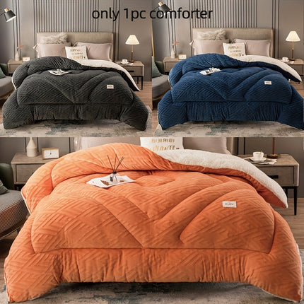 1pc Contemporary Quilted Comforter, Medium Weight Polyester 100% with Microfiber Filling,