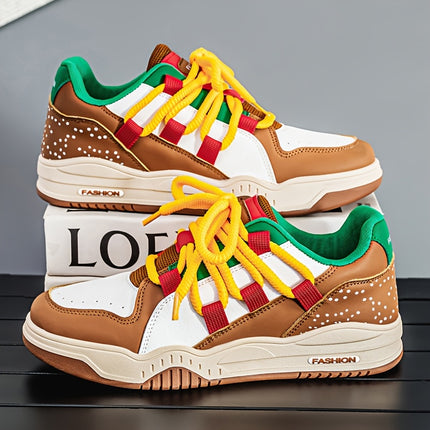 Men'S Low Top Lace Up Sneakers, Comfy Non Slip Durable Shoes with Faux Upper, Fabric Inner, PVC Sole