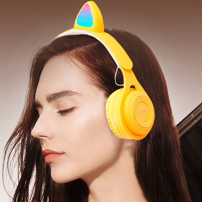 1pc Cute Glowing Cat Ear Headband Headphones Wireless, Long-Lasting, Multi-Color Options