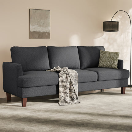 3-Seater Sofa  Modern Grey Memory Foam Sofa with Deep Seat and Armrests, Comfortable