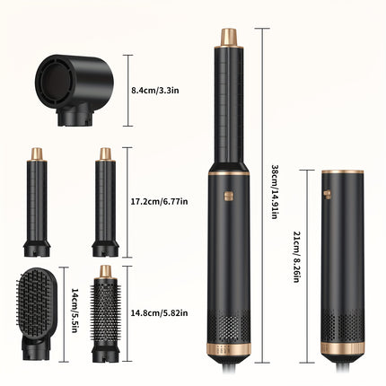 Professional 5-in-1 Hair Styler Hot Brush - All-in-One Straightener, Curling Wand