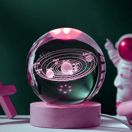 3D laser carved crystal ball colored night light, a holiday gift for family, friends, and colleagues,