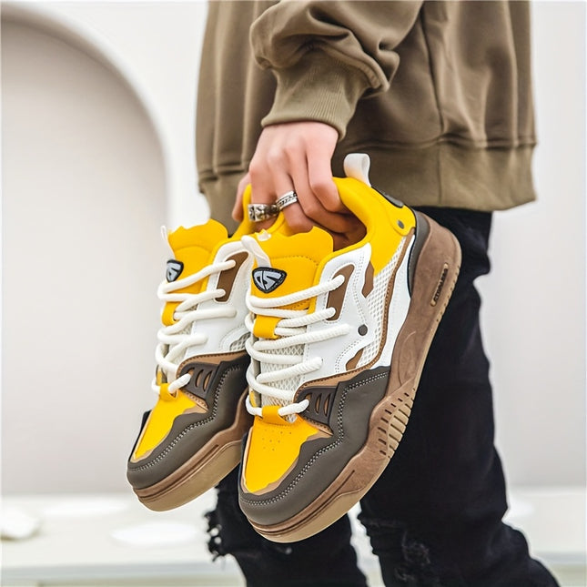 Men's Skateboard Shoes Breathable Sneakers with Lace-Up Closure, Non-Slip Rubber Sole