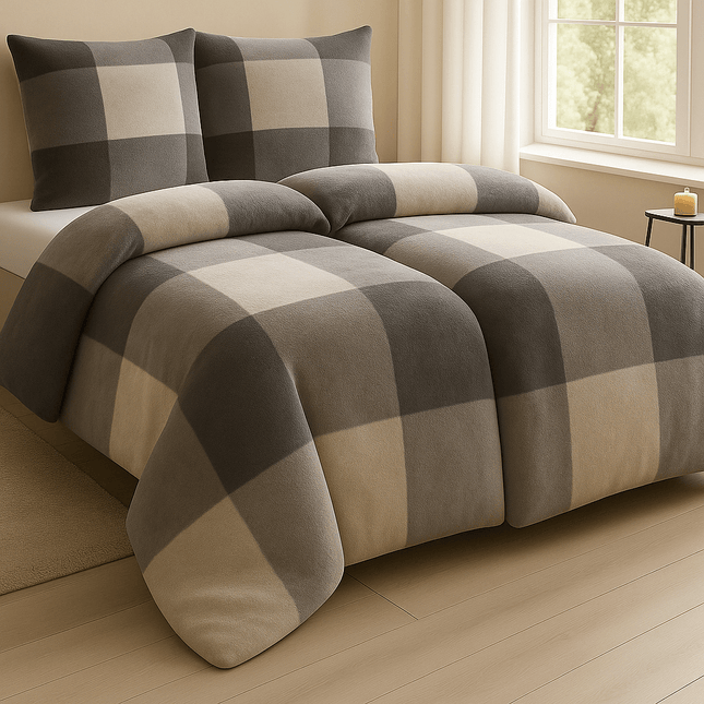 4pcs Plush 2X Bedding Set 135X200 Cm - Cashmere-Touch Winter Fleece, 2X Pillowcase