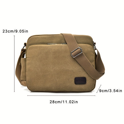 Fashionable Canvas Men'S Bag with Multiple Compartments, a Work-Style Shoulder Bag for Men,