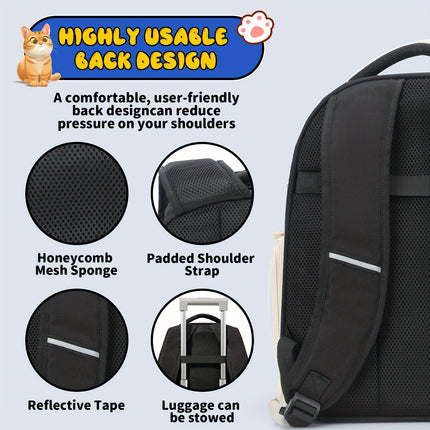 Large Capacity Portable Pet Carrier Backpack Breathable Nylon with Transparent Front Panel